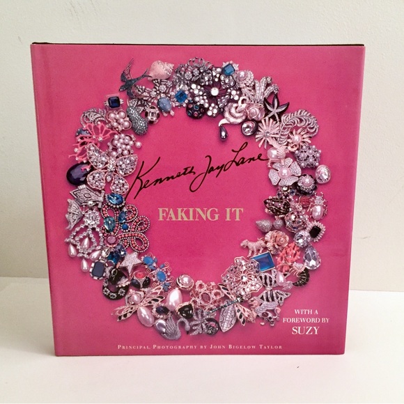 Kenneth Jay Lane Clip Earrings Pearl Crystal Hoops Signed KJL - Picture 6 of 7